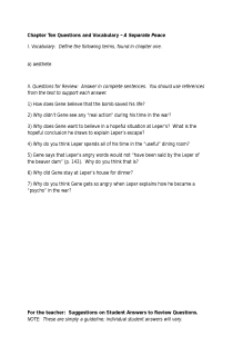 the book cover of A Separate Peace, vocabulary and review questions for chapter 10