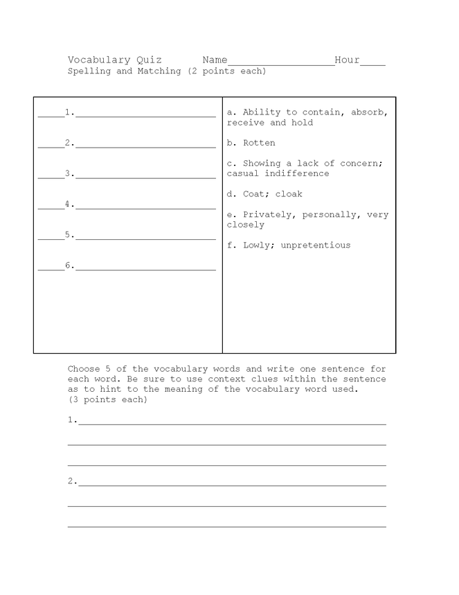catr (part three) vocab and spelling quiz preview image 1