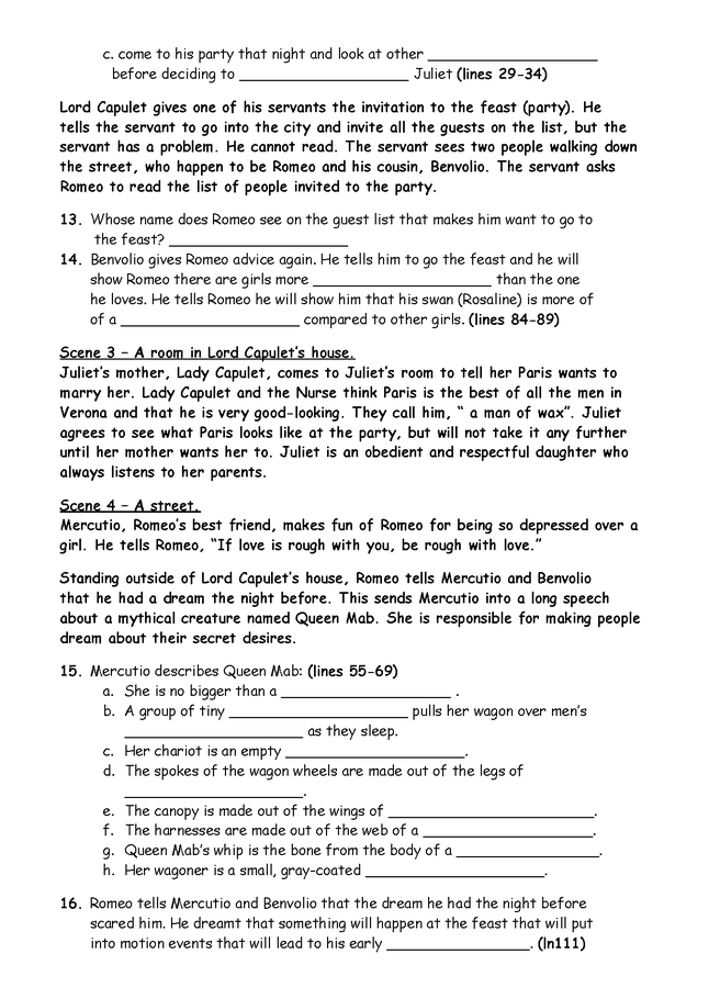 romeo and juliet act i reading guide preview image 2
