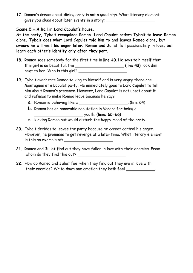 romeo and juliet act i reading guide preview image 3