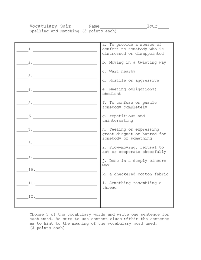 omam ch. 5-6 vocab and spelling  quiz preview image 1