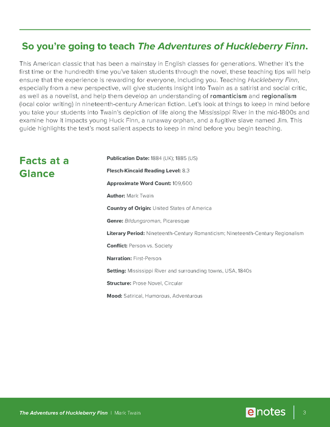 the adventures of huckleberry finn enotes teaching guide preview image 3