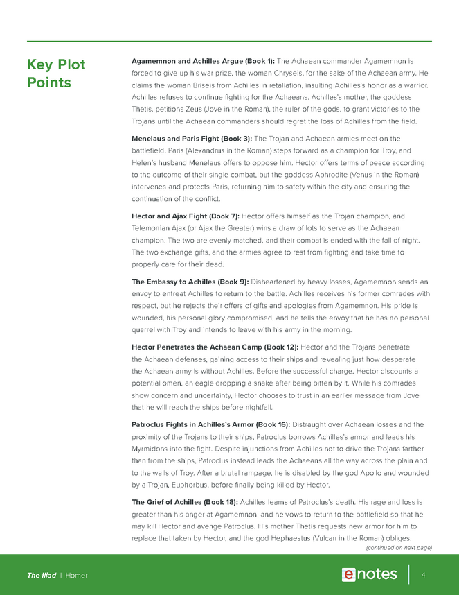 Enotes Iliad eNotes Teaching Guide - eNotes.com