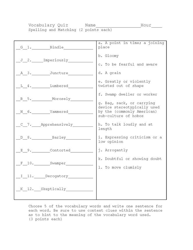 omam ch. 1-2 vocab and spelling quiz key preview image 1