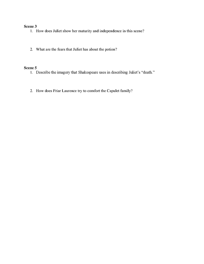 romeo and juliet act iv study guide preview image 2