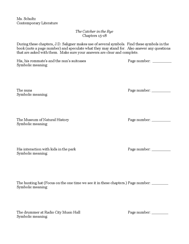 group work for chapter 15-18 of the catcher in the rye preview image 3