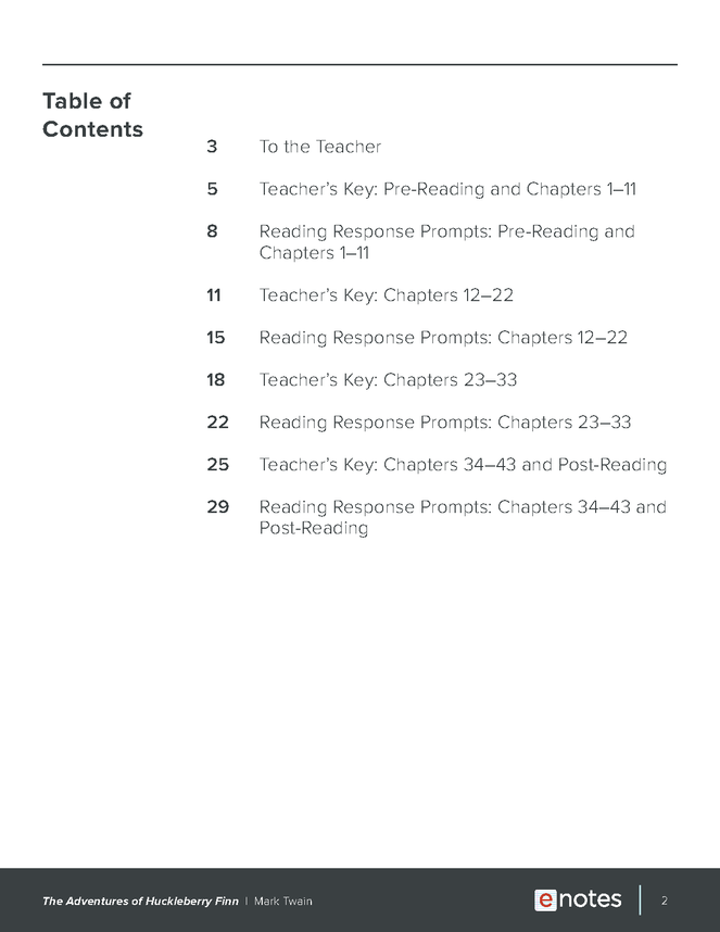 the adventures of huckleberry finn enotes reading response prompts preview image 2