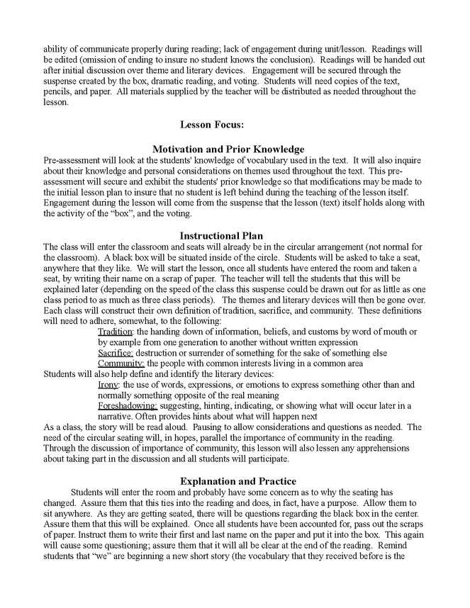 complete lesson plan for "the lottery" preview image 3