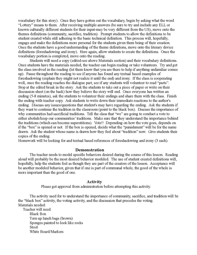 complete lesson plan for "the lottery" preview image 4