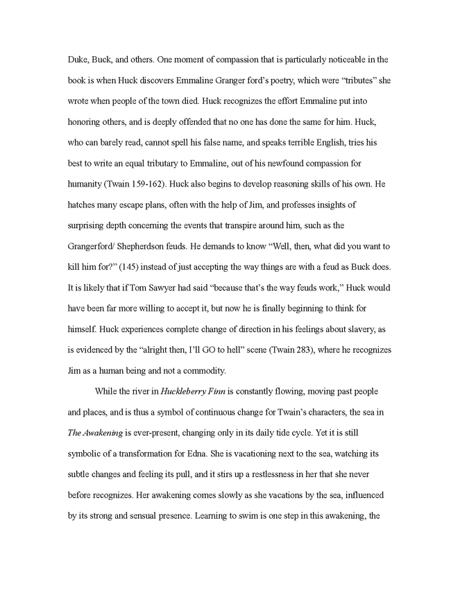 critical essay on "the awakening" and "huckleberry finn" preview image 6