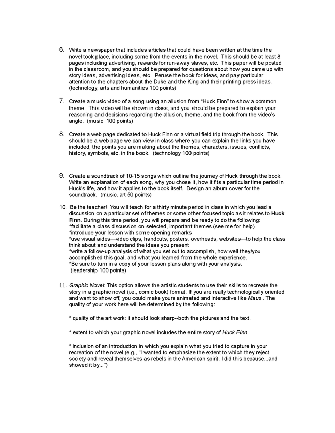 huck finn project sheet preview image 2