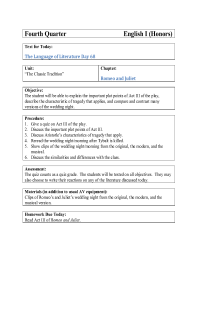 Romeo and Juliet Lesson Plan 4 (9th Grade Day 68) - eNotes.com