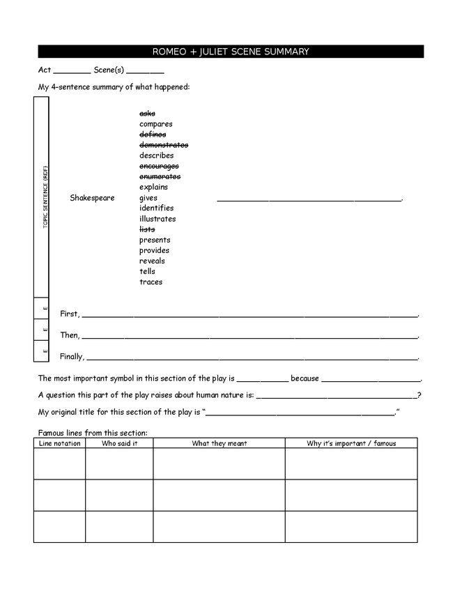 romeo & juliet study guide preview image 2