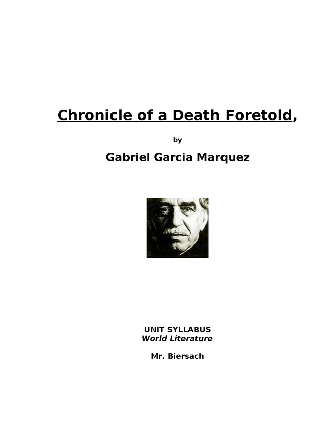 syllabus: garcia marquez, chronicle of a death foretold preview image 1
