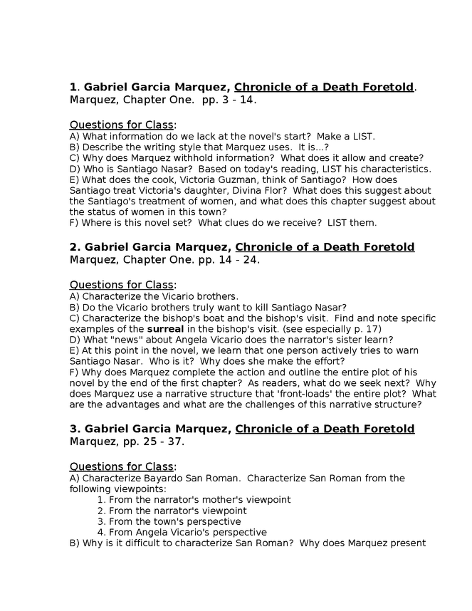 syllabus: garcia marquez, chronicle of a death foretold preview image 2
