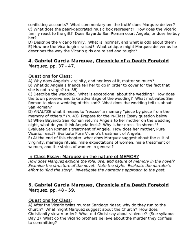 syllabus: garcia marquez, chronicle of a death foretold preview image 3