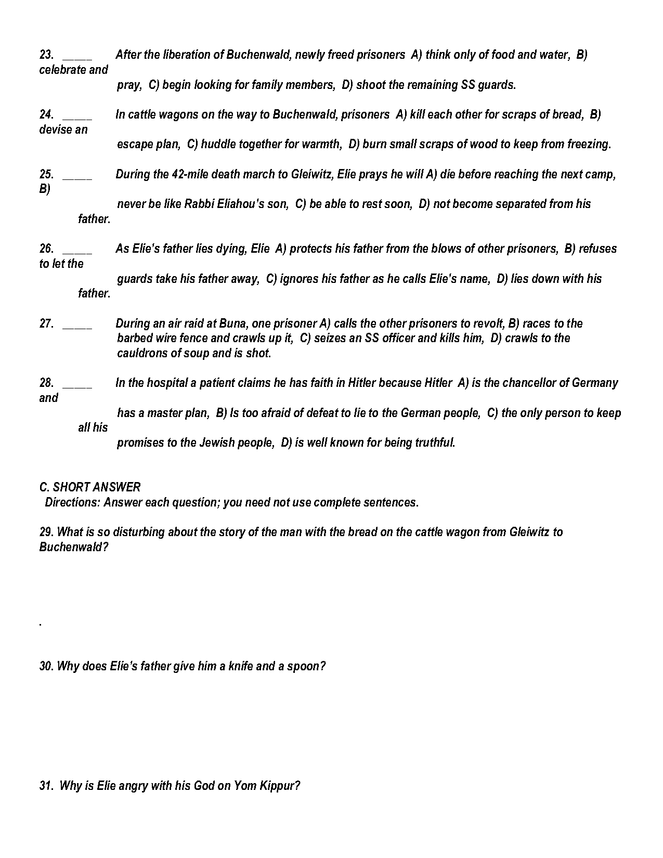 night quiz/answer key p. 63-end preview image 2
