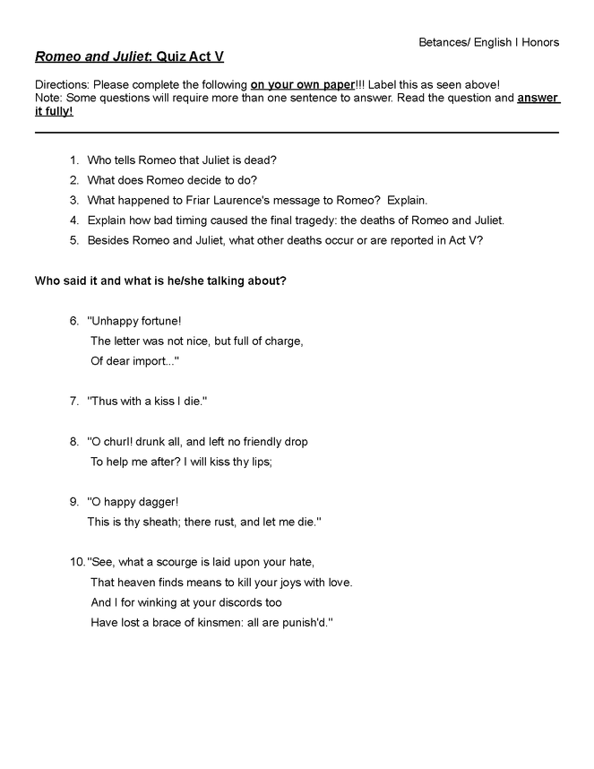 romeo and juliet quiz act v preview image 1