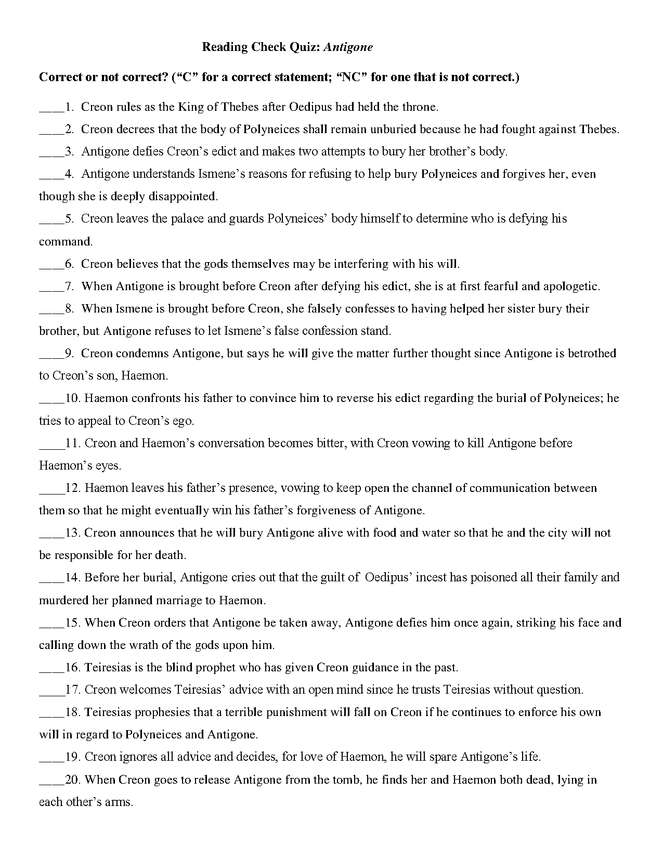 antigone reading check quiz preview image 1