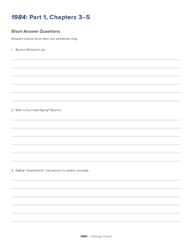 1984 reading comprehension quiz preview image 5