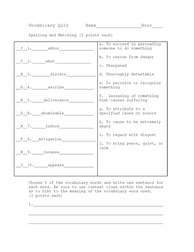 sinners in the hands of an angry god vocab and spelling quiz key preview image 1