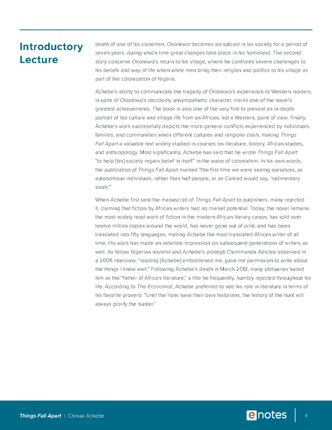 things fall apart enotes lesson plan preview image 4